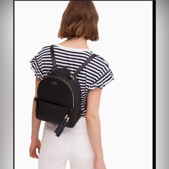 kate spade Handbags - Kate Spade Black Backpack with Gold Accents NWOT